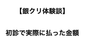 【銀クリ体験記】初診で実際に払った金額